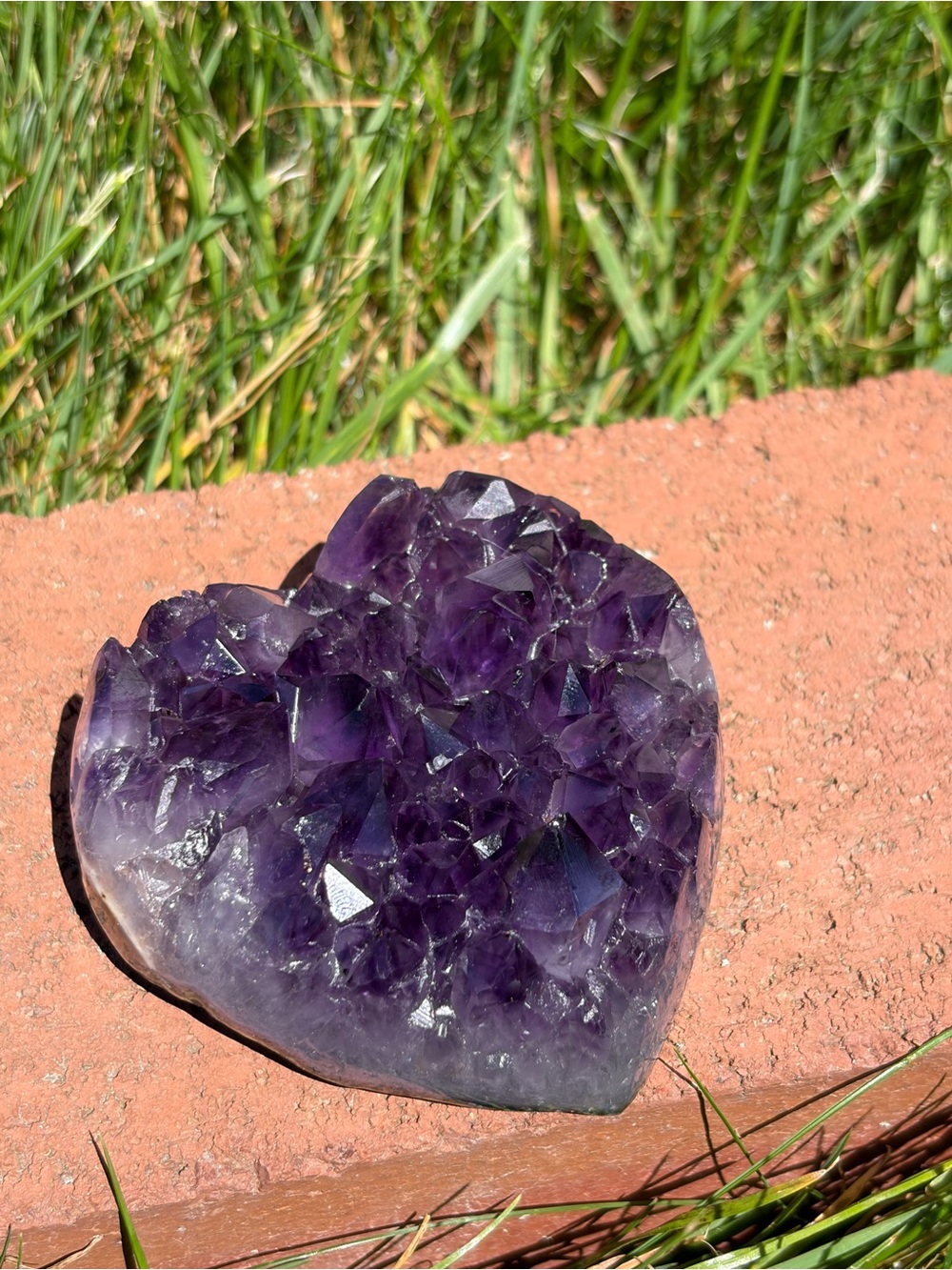 Uruguay Amethyst Geode Heart Crystal - Deep Purple Home Accent 3”